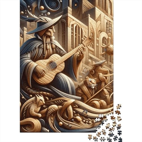 Gitarrenmusik-Puzzle, schwierige Herausforderung, 100 Prozent recycelter Karton, Puzzle für Erwachsene, Teenager, 38 x 26 cm/1000 Teile von SOQWBYG