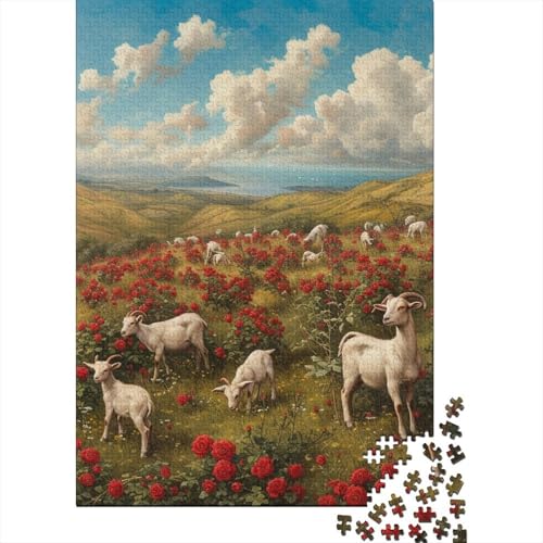 Goats_Roaming Puzzle Relax Challenge Spielzeug Papier Rechteckiges Puzzle für Jungen oder Mädchen Vatertagsgeschenke 38x26cm/1000 Teile von SOQWBYG