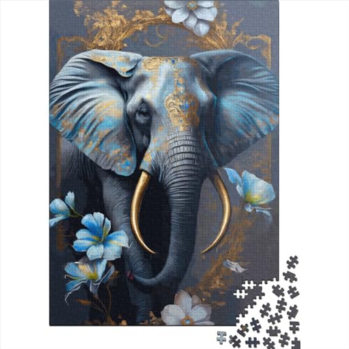 Goldener Elefant, 520 Puzzleteile für Erwachsene, Puzzle-Sets für die Familie, Lernspiel, Puzzles 520 Stück (52 x 38 cm) von SOQWBYG