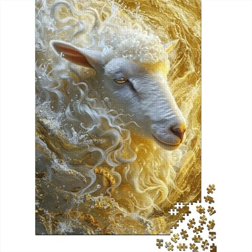 Goldschaf-Puzzle, hochwertiges, 100% recyceltes Papppapier, rechteckiges Puzzle für Jungen oder Mädchen, 70 x 50 cm, 1000 Teile von SOQWBYG