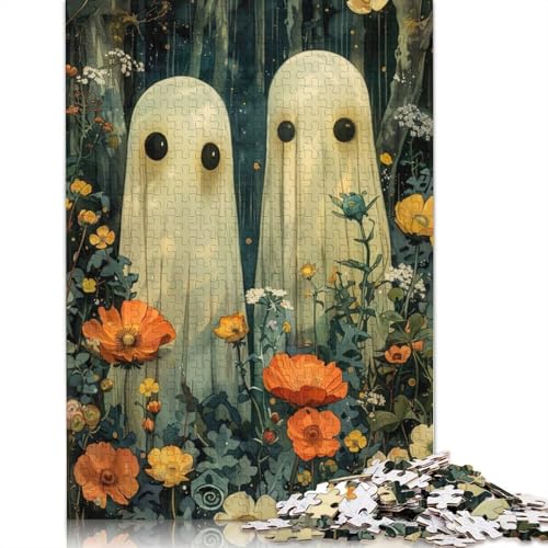 Halloween-Blumennacht-Puzzle für Erwachsene, 1500 Teile, Puzzle für Erwachsene, Puzzle aus Holz, kreativ für Erwachsene, anspruchsvolles Spiel, 1500 Teile (85 x 57 cm) von SOQWBYG