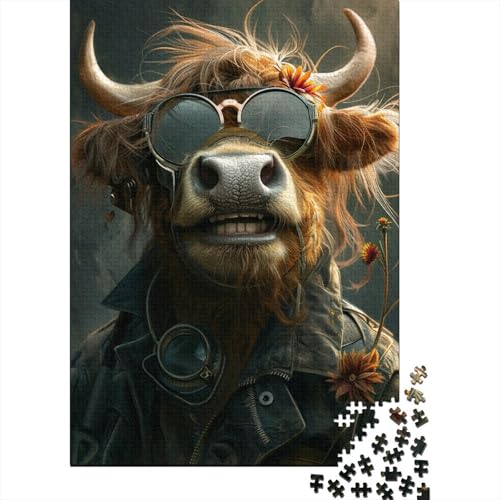 Highland_Cow Puzzle Premium 100% Recycling-Platte, 100% recycelte Pappe, Puzzle für Kinder und Erwachsene ab 12 Jahren, Ostergeschenk, 70 x 50 cm, 1000 Teile von SOQWBYG