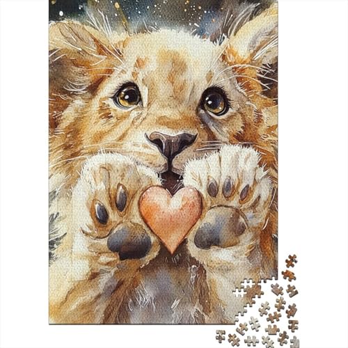 Hölzernes 520-teiliges Puzzle für Erwachsene, Happy Lion Retriever Puzzles, Puzzlegeschenke, Puzzles für Familienspiele, 520 Teile (52 x 38 cm) von SOQWBYG