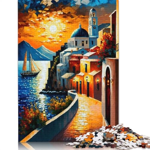 Holzpuzzle 1000 Teile Santorini in Farbe Puzzle Familienspiel Puzzles Erwachsene und 1000 Teile (75 x 50 cm) von SOQWBYG