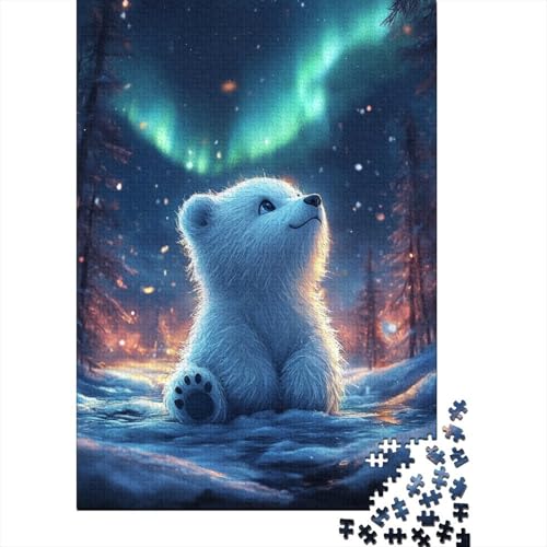 Holzpuzzle 1500 Teile Weißer Eisbär Puzzle Familienspiel Puzzles Erwachsene und 1500 Teile (85 x 57 cm) von SOQWBYG