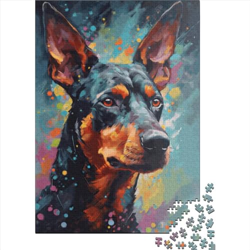 Holzpuzzle-Spielzeug für 1000 Teile, Deutscher Pinscher, Puzzle für Jungen und Mädchen, Lernspiele für über 18-Jährige, 1000 Teile (75 x 50 cm) von SOQWBYG