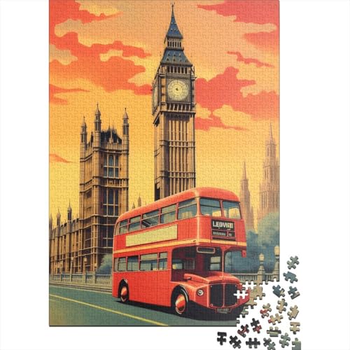 Holzpuzzle-Spielzeug für 1000 Teile, London-Reiseposter-Puzzles, Jungen- und Mädchen-Puzzles, Lernspiele für über 18-Jährige, 1000 Teile (75 x 50 cm) von SOQWBYG