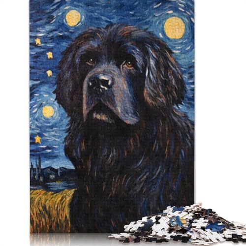 Holzpuzzle-Spielzeug für 1000 Teile, Neufundländer-Hund, Sternenpuzzle für Jungen und Mädchen, Lernspiele für über 18-Jährige, 1000 Teile (75 x 50 cm) von SOQWBYG