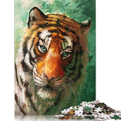 Holzpuzzle-Spielzeug für 1000 Teile, Tiger-Puzzles, Jungen- und Mädchen-Puzzles, Lernspiele für über 18-Jährige, 1000 Teile (75 x 50 cm) von SOQWBYG