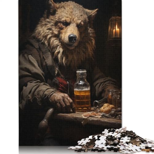 Holzpuzzle-Spielzeug für 520 Teile, „Fat Wolf in Bar“, Puzzle für Jungen und Mädchen, Lernspiele für über 18-Jährige, 520 Teile (52 x 38 cm) von SOQWBYG