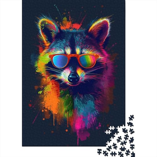 Holzpuzzle-Spielzeug für 520 Teile, Bunte Waschbär-Puzzles, Jungen- und Mädchen-Puzzles, Lernspiele für über 18-Jährige, 520 Teile (52 x 38 cm) von SOQWBYG