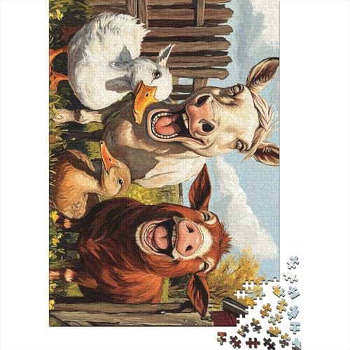 Holzpuzzle-Spielzeug für 520 Teile, Pferd_Schwein_Ente_Ziege, Puzzle für Jungen und Mädchen, Lernspiele für über 18-Jährige, 520 Teile (52 x 38 cm) von SOQWBYG