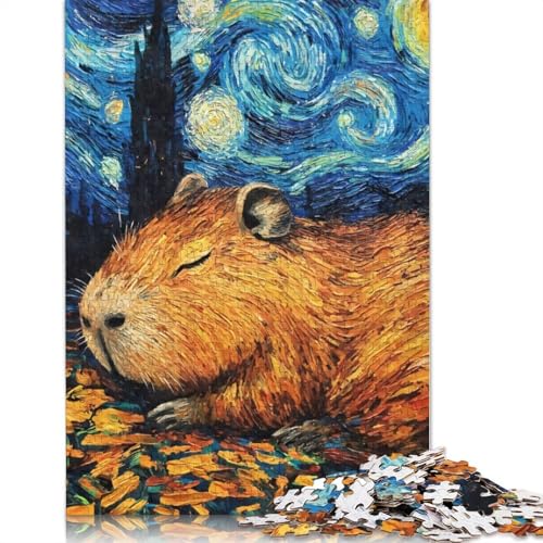 Holzpuzzle-Spielzeug für 520 Teile, Wasserschwein, schlafende Sternennacht, Puzzle für Jungen und Mädchen, Lernspiele für über 18-Jährige, 520 Teile (52 x 38 cm) von SOQWBYG