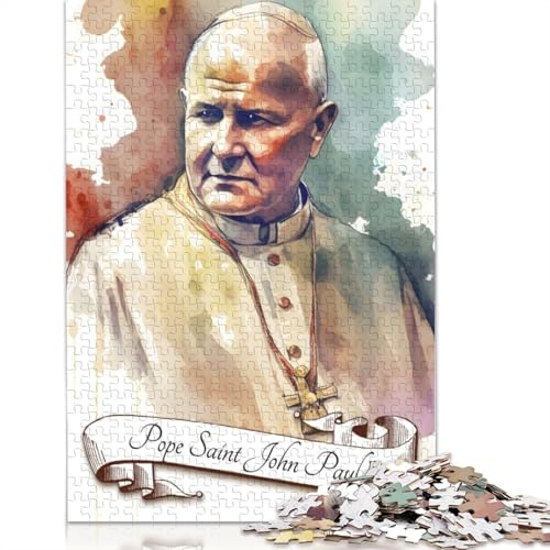 Holzpuzzle mit 1000 Teilen für Erwachsene, „Papst Johannes Paul II.“. Puzzle-Geschenke, Puzzles für die ganze Familie, 1000 Teile (75 x 50 cm) von SOQWBYG