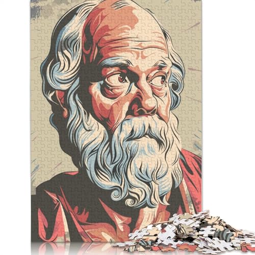 Holzpuzzle mit 1500 Teilen für Erwachsene, „Sokrates-Gemälde“, Puzzle-Geschenke, Puzzles für Familienspiele, 1500 Teile (85 x 57 cm) von SOQWBYG