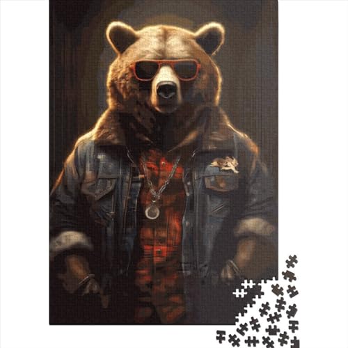 Holzpuzzle mit 1500 Teilen für Erwachsene, Grizzlybär-Puzzles, Puzzlegeschenke, Puzzles für Familienspiele, 1500 Teile (85 x 57 cm) von SOQWBYG