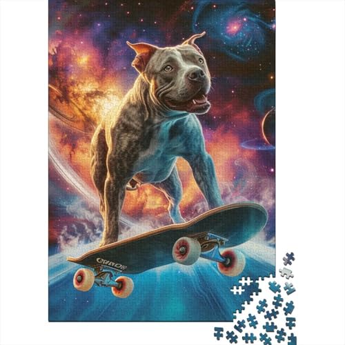 Hunde-Skateboard-Puzzle, einzigartige Heimdekoration, Premium-Karton-Puzzle für Erwachsene und Teenager, einzigartiges Geschenk, 70 x 50 cm, 1000 Teile von SOQWBYG