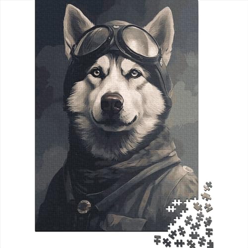 Husky-Soldat-Puzzle, Alter 18 Jahre, Upe-Lernspiele, rechteckiges Papierpuzzle für Erwachsene und Kinder, 70 x 50 cm/1000 Teile von SOQWBYG