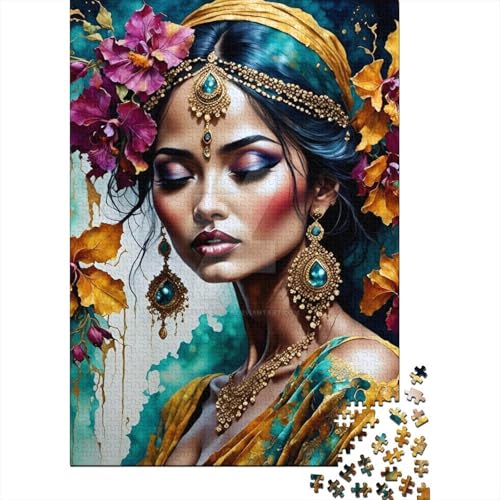 Indian Beauty Puzzle Familienspaß Papier Rechteckiges Puzzle für Kinder und Erwachsene ab 12 Jahren Geburtstagsgeschenk 70x50cm/1000 Teile von SOQWBYG