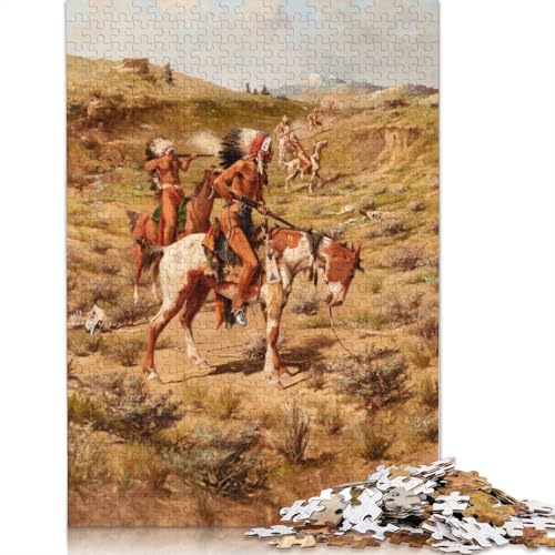 Indianer im Kampf, 1000 Puzzleteile für Erwachsene, Puzzle-Sets für die ganze Familie, Lernspiel, Puzzle 1000 Teile (75 x 50 cm) von SOQWBYG