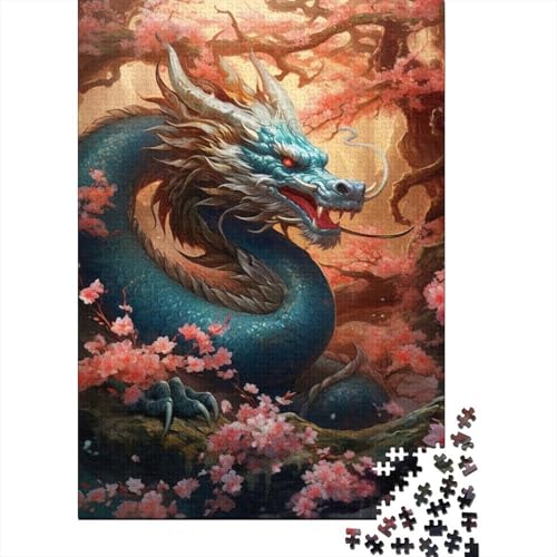 Japanisches Drachenkirsch-Puzzle, 1500 Teile, Holzpuzzle für Erwachsene, Puzzlespiele, Lernspielzeug, 1500 Teile (85 x 57 cm) von SOQWBYG