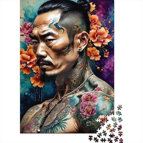 Japanisches Yakuza-Kämpfer-Puzzle, freundliche Materialien, 100 Prozent recycelte Pappe, Puzzle für Erwachsene und Kinder, Ostergeschenk, 38 x 26 cm/1000 Teile von SOQWBYG