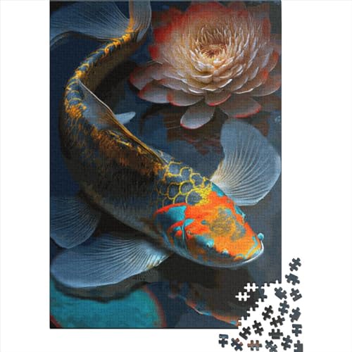 Koi-Fisch-Puzzle für Erwachsene, 520-teiliges Puzzle für Erwachsene, Puzzle aus Holz, kreativ für Erwachsene, anspruchsvolles Spiel, 520 Teile (52 x 38 cm) von SOQWBYG