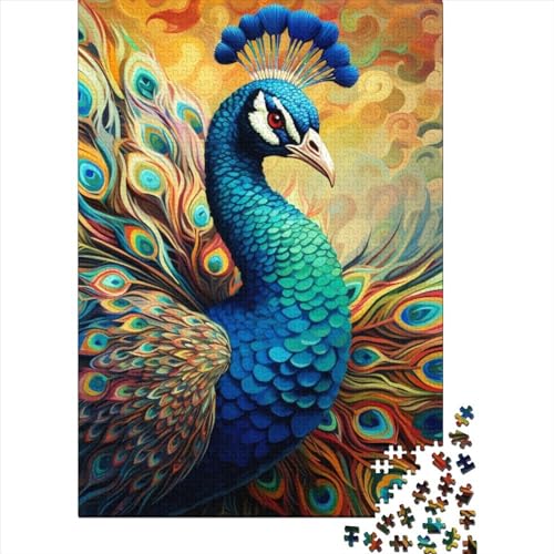 Kunsttier-Pfau-Puzzle, Lernspiele, Familienaktivitäten, Premium-Karton-Puzzle für Frauen und Männer, Ostergeschenk, 70 x 50 cm/1000 Teile von SOQWBYG