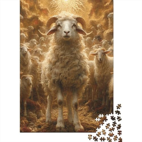 Lamm-Puzzle, Relax-Challenge-Spielzeug, Premium-Karton, Puzzle für Erwachsene und Kinder, Ostergeschenke, 38 x 26 cm, 1000 Teile von SOQWBYG