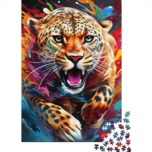 Laufender Leopard Puzzle Spielzeug Lernspiel Premium Karton Puzzle für Erwachsene Kinder Ostergeschenk 38x26cm/1000 Teile von SOQWBYG