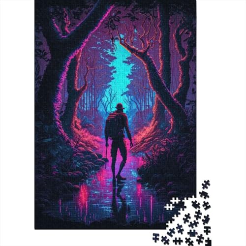 Lost In Neon Woods Holzpuzzle für Erwachsene, 1500 Teile, Puzzle für Puzzle ab 18 Jahren und Erwachsene, 1500 Teile (85 x 57 cm) von SOQWBYG