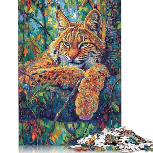 Luchs im Baum, 520-teiliges Puzzle, Holzpuzzle für Erwachsene, schwieriges Puzzle für Erwachsene, Herausforderungsspiel, 520 Teile (52 x 38 cm) von SOQWBYG