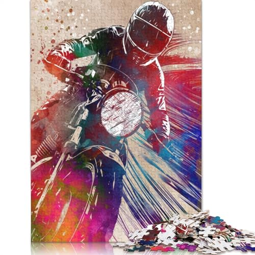 Motor Racing Sport Art 1500-teiliges Puzzle, Holzpuzzle für Erwachsene, schwieriges Puzzle für Erwachsene, Herausforderungsspiel 1500 Teile (85 x 57 cm) von SOQWBYG