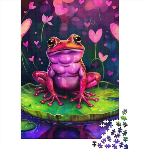 Neon-Frosch-Puzzle, Premium-Puzzle aus 100% Recycling-Platte, 100% recycelter Karton, Puzzle für Kinder und Erwachsene ab 12 Jahren, Ostergeschenk, 38 x 26 cm, 1000 Teile von SOQWBYG