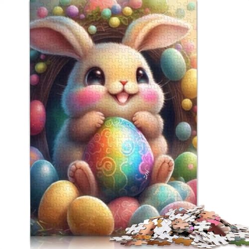 Niedlicher Osterhase, 520-teiliges Puzzle, Holzpuzzle für Erwachsene, schwieriges Puzzle für Erwachsene, Herausforderungsspiel, 520 Teile (52 x 38 cm) von SOQWBYG