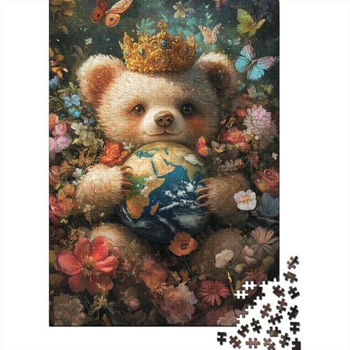 Niedliches Bären-Puzzle, 1000 Teile, Holzpuzzle für Erwachsene, Puzzlespiele, Lernspielzeug, 1000 Teile (75 x 50 cm) von SOQWBYG