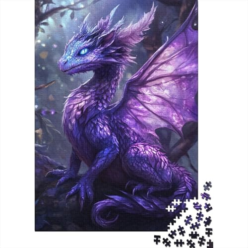 Niedliches Drachen-Puzzle für Kleinkinder, 1000-teiliges Puzzle für Erwachsene, Puzzle aus Holz, kreativ für Erwachsene, anspruchsvolles Spiel, 1000 Teile (75 x 50 cm) von SOQWBYG