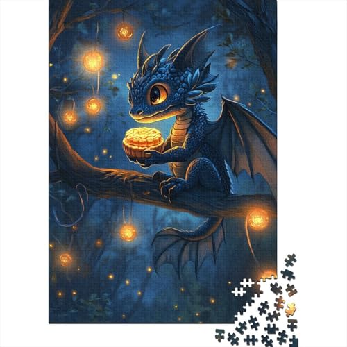 Niedliches Drachen-Puzzle für Kleinkinder, 1500-teiliges Puzzle für Erwachsene, Puzzle aus Holz, kreativ für Erwachsene, anspruchsvolles Spiel, 1500 Teile (85 x 57 cm) von SOQWBYG