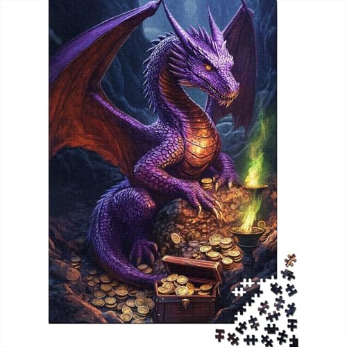 Niedliches Drachenpuzzle für Kleinkinder, 1000 Teile, Holzpuzzle, Spielzeug, Familienspiel, Schwierigkeitsgrad, Herausforderung, Puzzles 1000 Teile (75 x 50 cm) von SOQWBYG