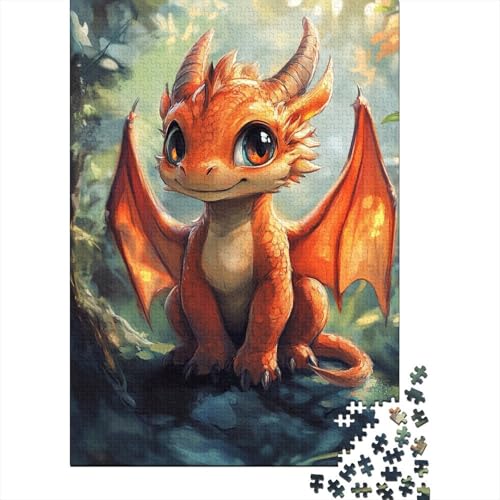 Niedliches Drachenpuzzle für Kleinkinder, 520 Teile, Holzpuzzle für Erwachsene, Puzzlespiele, Lernspielzeug, 520 Teile (52 x 38 cm) von SOQWBYG