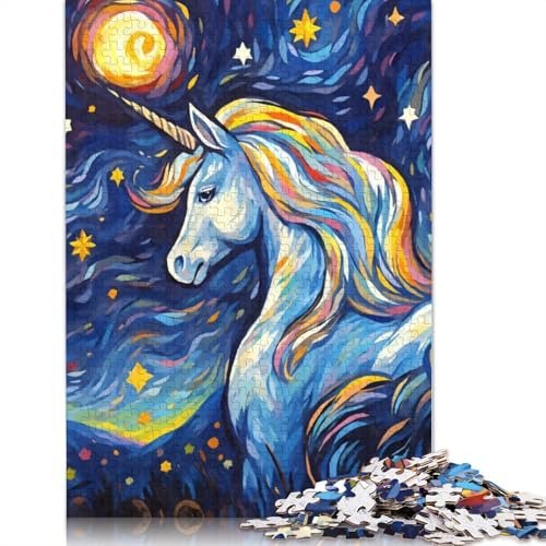 Niedliches Einhorn-Puzzle mit Sternennacht-Motiv, 520 Teile, schwieriges Puzzle, unmögliches Puzzle für Erwachsene ab 18 Jahren, 520 Teile (52 x 38 cm) von SOQWBYG