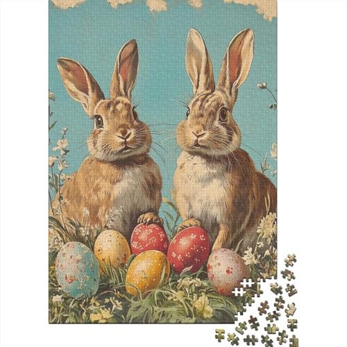 Niedliches Osterhäschen-Puzzle, 1000 Teile, Holzpuzzle, Spielzeug, Familienspiel, Schwierigkeitsgrad, Herausforderung, Puzzles 1000 Teile (75 x 50 cm) von SOQWBYG