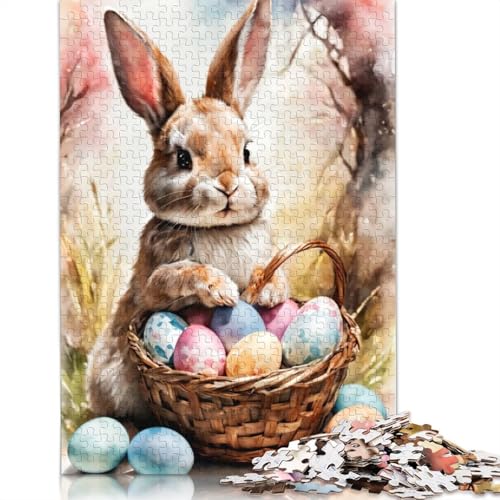 Niedliches Osterhäschen-Puzzle, 520 Teile, Holzpuzzle, Spielzeug, Familienspiel, Schwierigkeitsgrad, Herausforderung, Puzzles 520 Teile (52 x 38 cm) von SOQWBYG