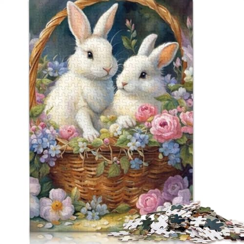 Niedliches Osterhäschen-Puzzle für Erwachsene, 520-teiliges Puzzle für Erwachsene, Puzzle aus Holz, kreativ für Erwachsene, anspruchsvolles Spiel, 520 Teile (52 x 38 cm) von SOQWBYG