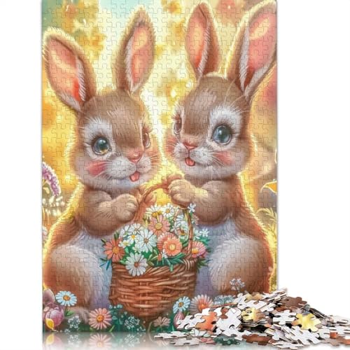 Niedliches Osterhäschen-Puzzle für Erwachsene, 520-teiliges Puzzle für Erwachsene, Puzzle aus Holz, kreativ für Erwachsene, anspruchsvolles Spiel, 520 Teile (52 x 38 cm) von SOQWBYG