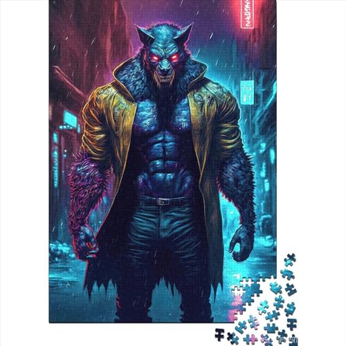 Night Stalker Werwolf Puzzle DIY-Spiel Premium-Karton-Puzzle für Erwachsene Kinder Vatertagsgeschenke 70x50cm/1000 Teile von SOQWBYG