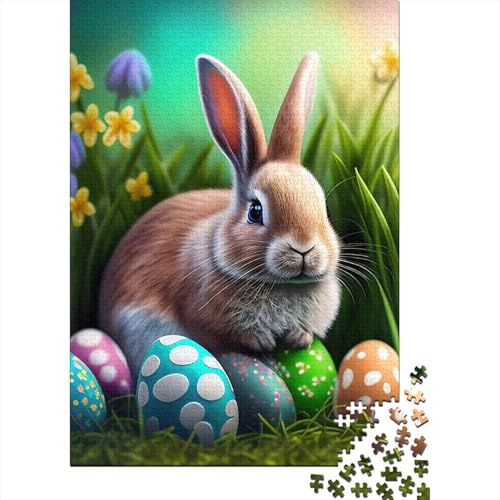 Ostern Niedlicher Hase Puzzle 1000 Teile Puzzle für Erwachsene Lernspiele Spielzeug DIY Holz Kreatives Puzzle Geschenke 1000 Teile (75x50cm) von SOQWBYG