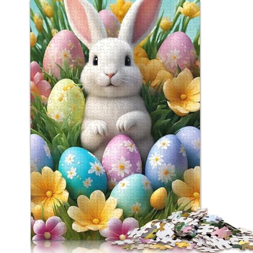 Ostern süßes Häschen-Puzzle, 520 Teile, Puzzle für Erwachsene, Lernspiele, Spielzeug, DIY, kreatives Holzpuzzle, Geschenke, 520 Teile (52 x 38 cm) von SOQWBYG