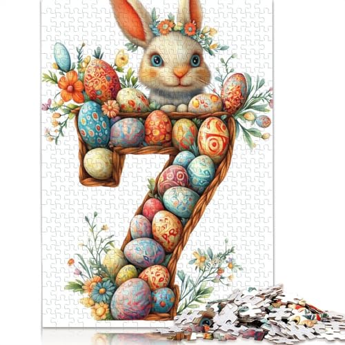 Ostern süßes Häschen-Puzzle, 520 Teile, Puzzle für Erwachsene, Lernspiele, Spielzeug, DIY, kreatives Holzpuzzle, Geschenke, 520 Teile (52 x 38 cm) von SOQWBYG