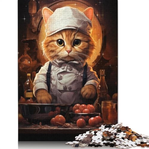 Puzzle „Chefkoch-Katze“ 520 Teile, Puzzle für Erwachsene, Lernspiele, Spielzeug, DIY, kreatives Holzpuzzle, Geschenke, 520 Teile (52 x 38 cm) von SOQWBYG